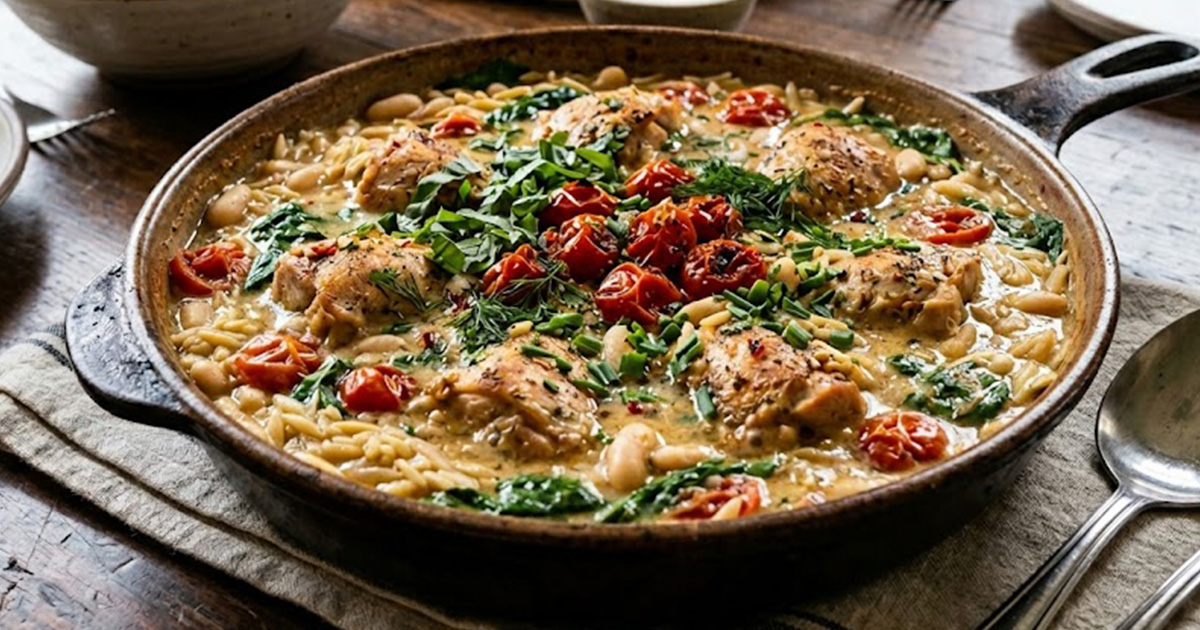 Brothy Beans & Orzo with Chicken